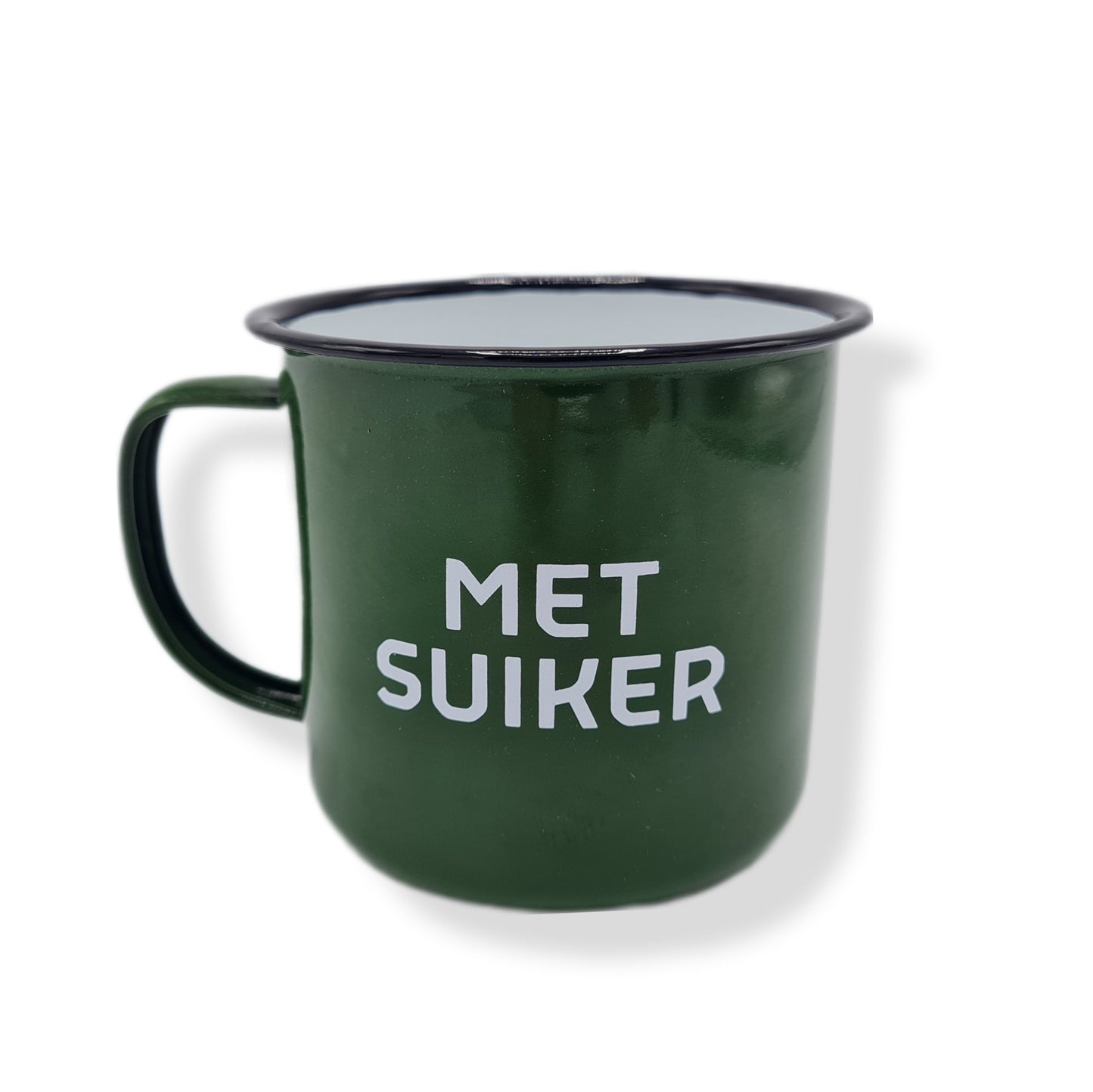 Metalen mok met suiker