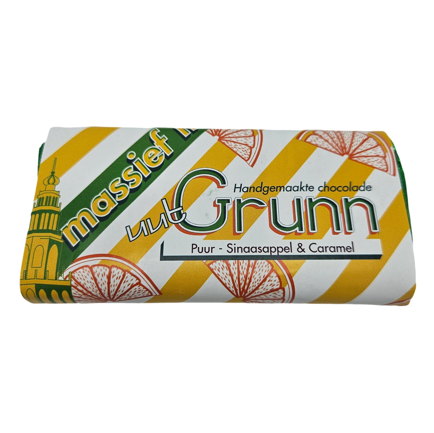 Chocoladereep GRUNN | Gepofte rijst - Sinaasappel - Karamel