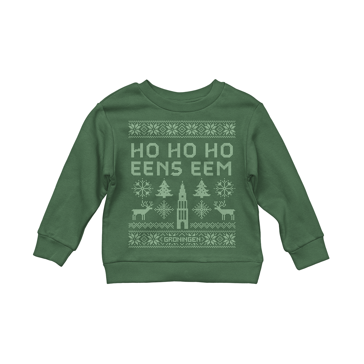 Kinder kersttrui Ho Ho Ho eens eem groen