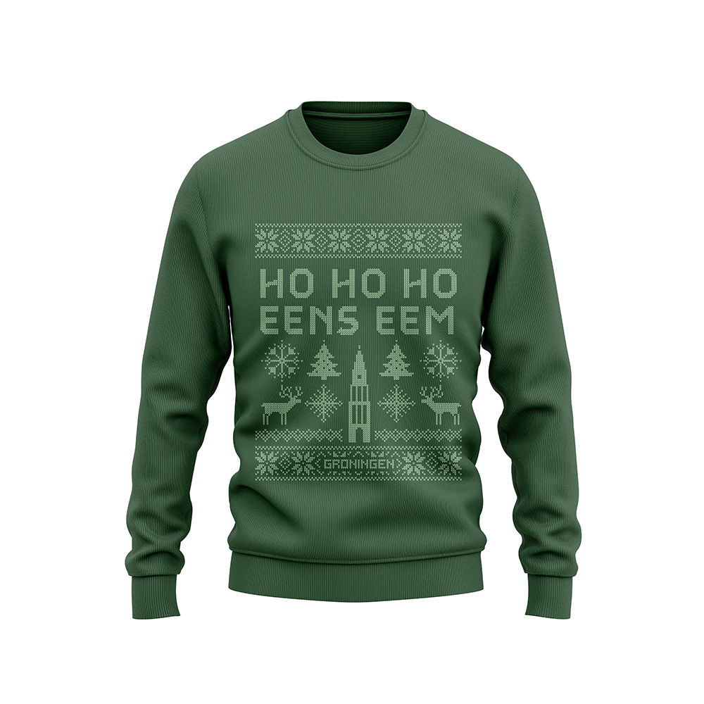 Pre-order: Kersttrui Ho Ho Ho eens eem groen