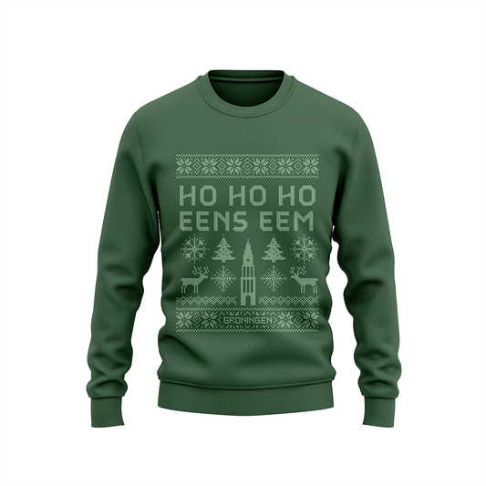 Pre-order: Kersttrui Ho Ho Ho eens eem groen