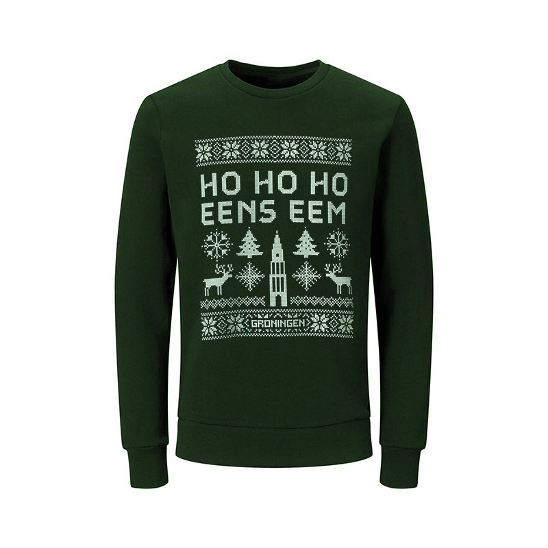 Pre-order: Kersttrui Ho Ho Ho eens eem groen